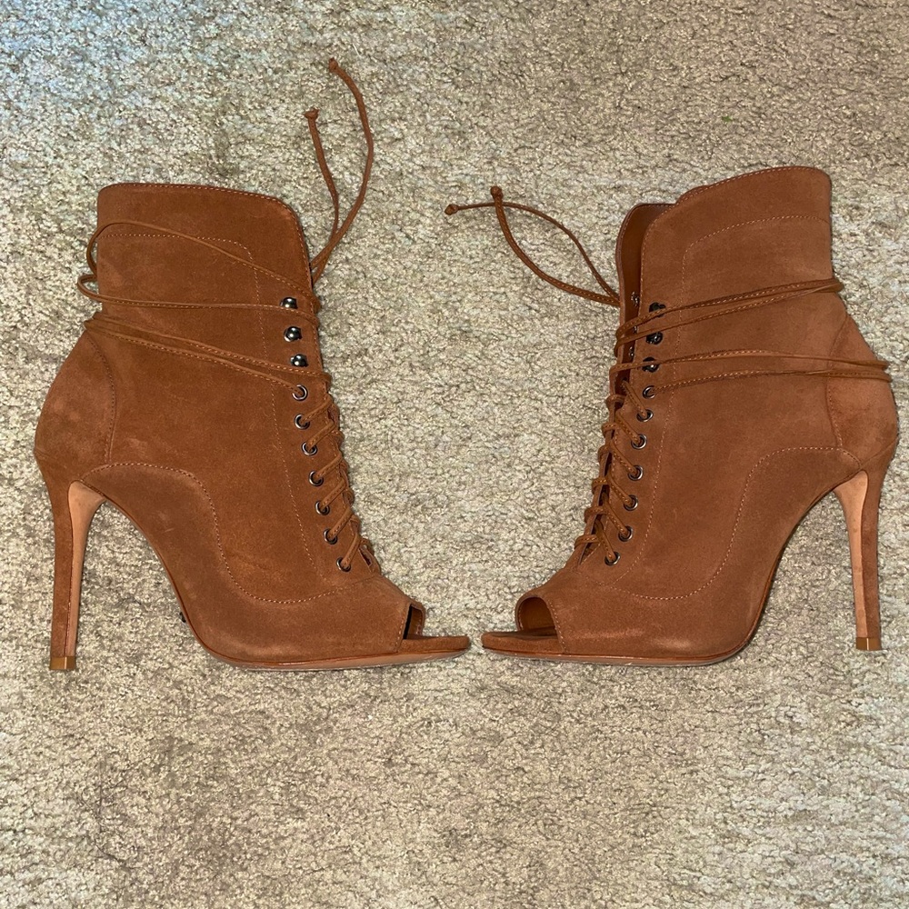 Schutz Akemi Suede Open Toe Booties